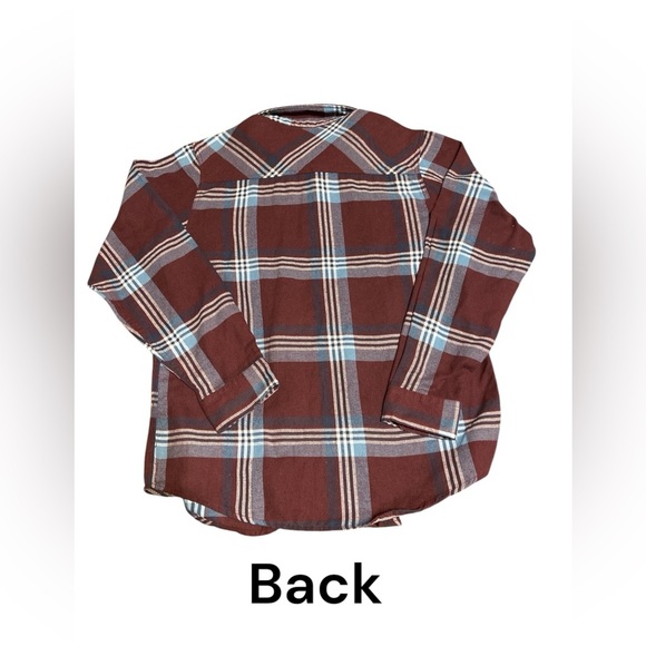 Young men’s Quicksilver plaid button down shirt burgundy and blue size large - Picture 4 of 5